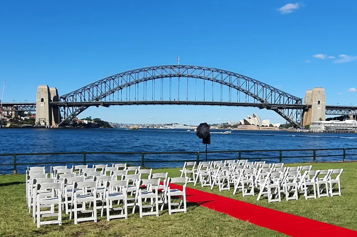 wedding chairs red carpet hire sydney harbour